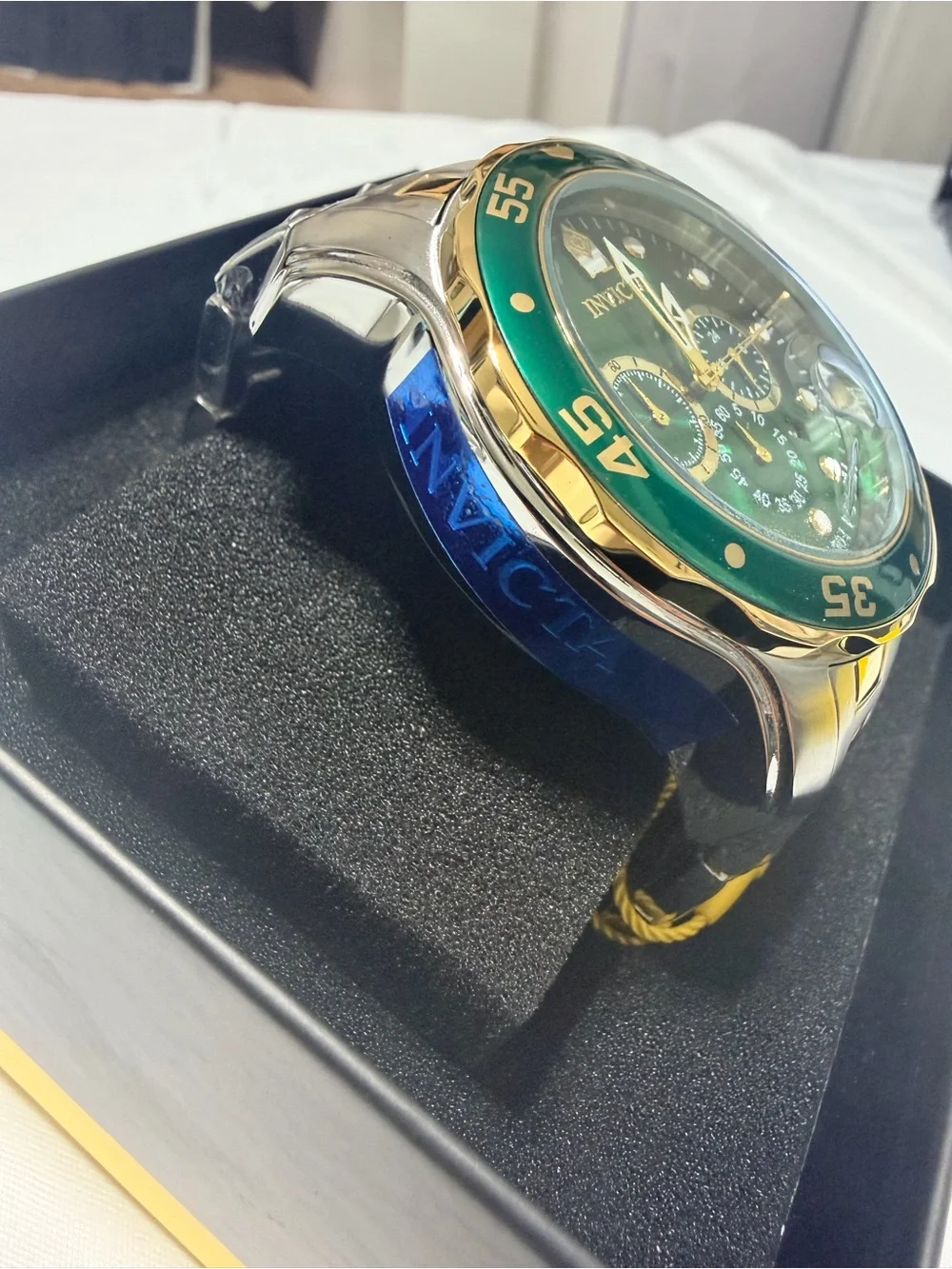 Invicta Pro Diver Scuba Green Dial Two-Tone Chronograph Watch